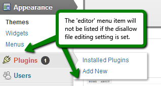 Disallow File Edit - No WordPress Editor Menu Item