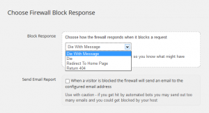 WordPress Firewall Block Response Options